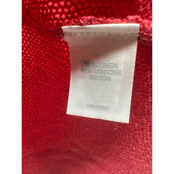 J.Jill Linen Blend Open Cardigan Duster Long Jacket Red Orange Lounge Boho Large - Picture 4 of 5